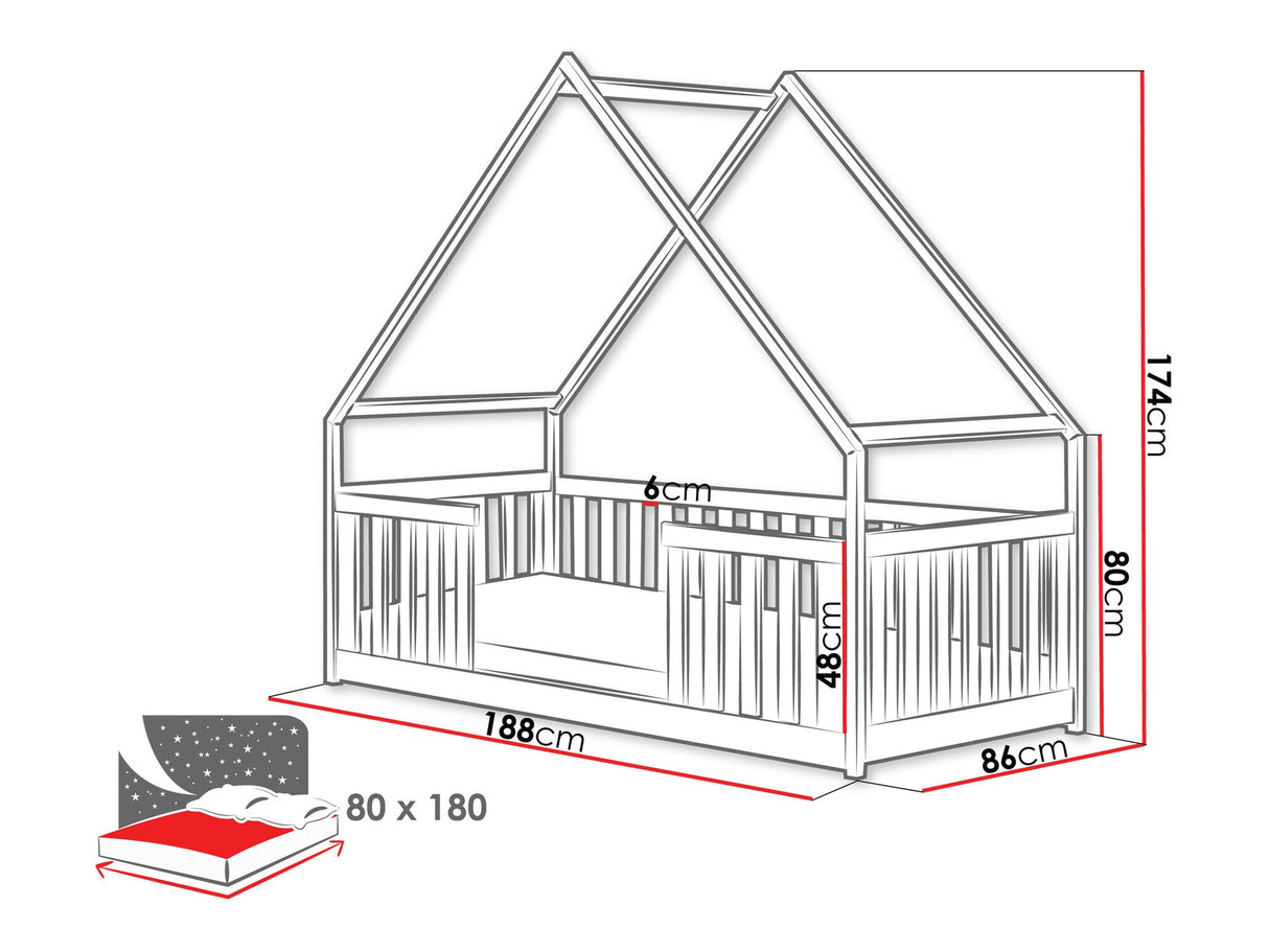 Ágy Łóżko BEE, Szín: Fehér, Alvó felület mérete: 80 x 180 cm
