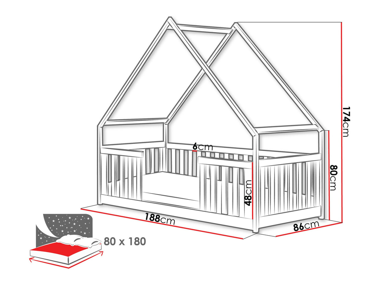 Ágy Łóżko BEE, Szín: Szürke, Alvó felület mérete: 80 x 180 cm