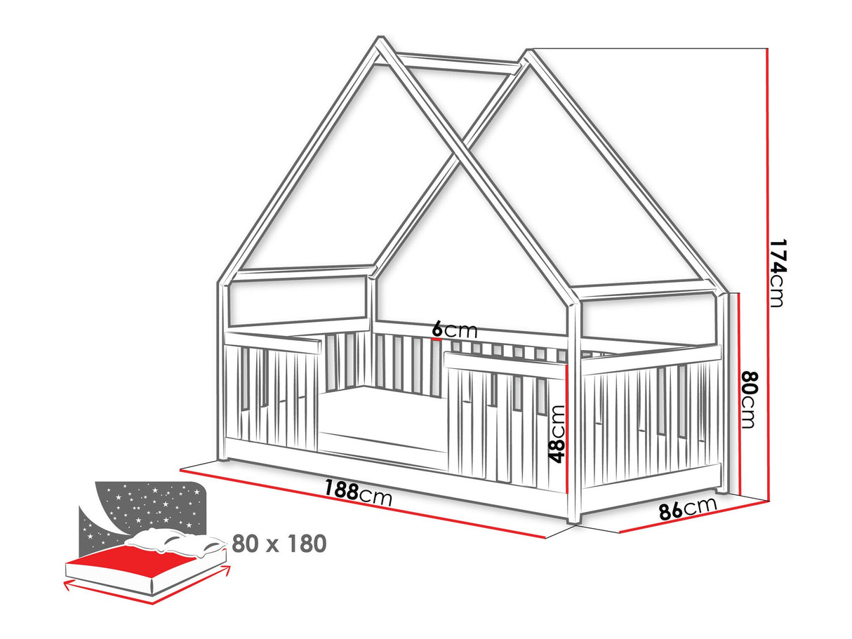 Ágy Łóżko BEE, Szín: Fenyő, Alvó felület mérete: 80 x 180 cm