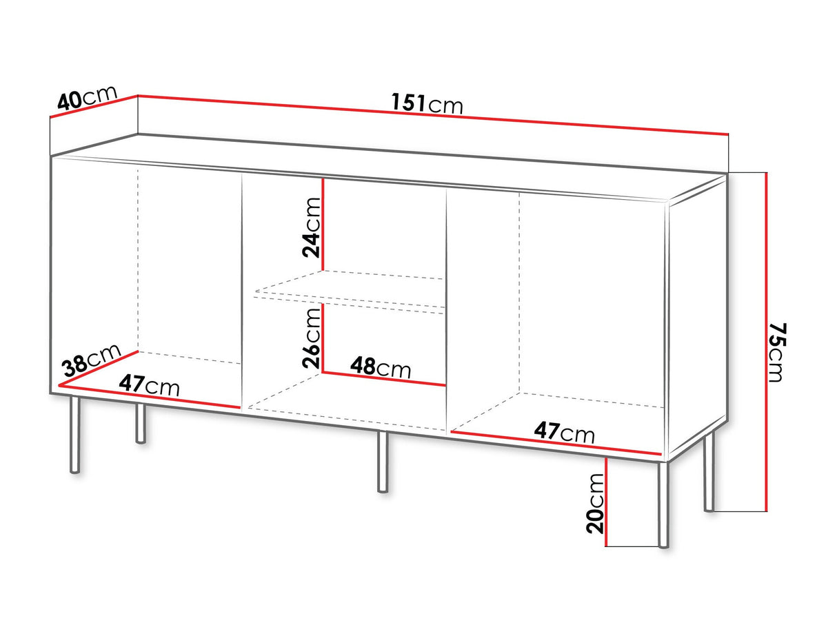 Szekrény Komoda ISLA 150 3D, Szín: Beige