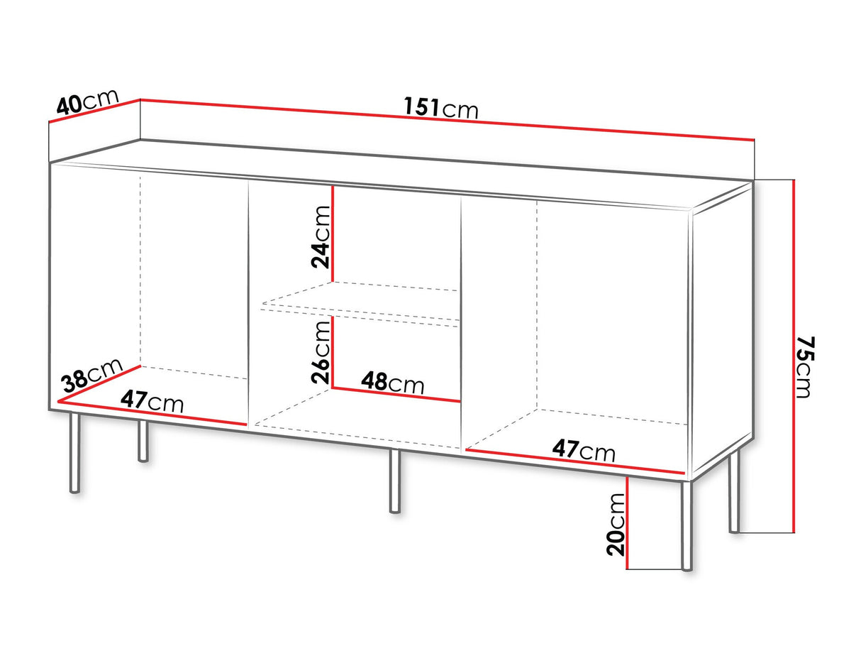 Szekrény Komoda ISLA 150 3D, Szín: Fekete