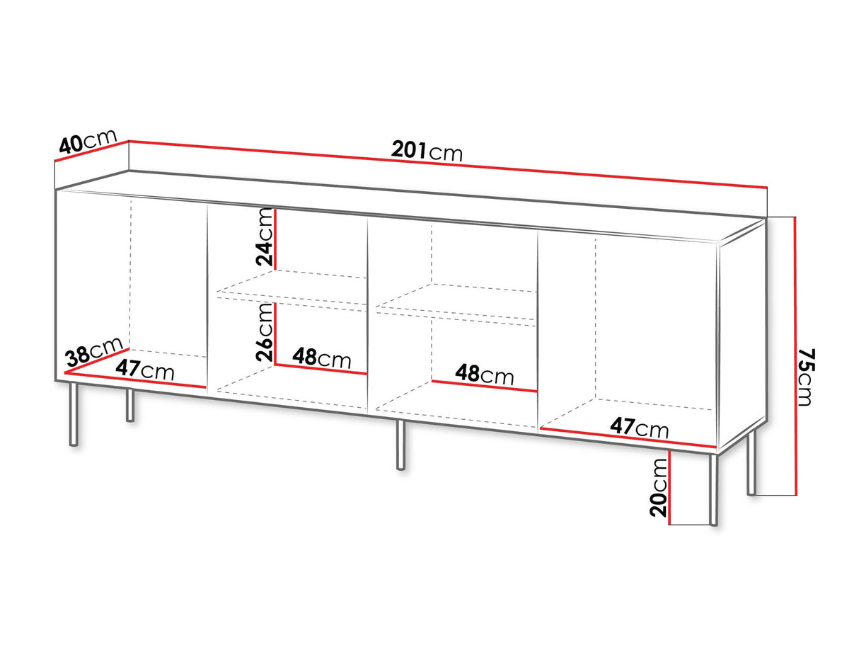 Szekrény Komoda ISLA 200 4D, Szín: Beige