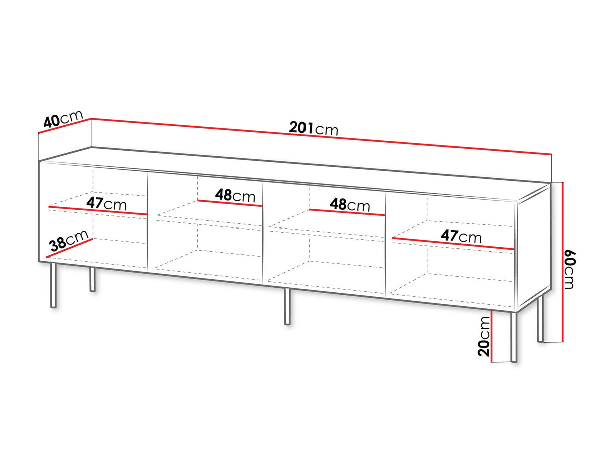 TV-állvány Szafka RTV ISLA 200 4D, Szín: Beige