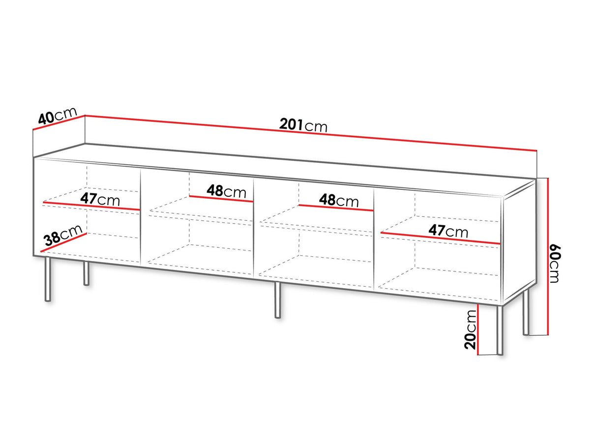 TV-állvány Szafka RTV ISLA 200 4D, Szín: Fekete
