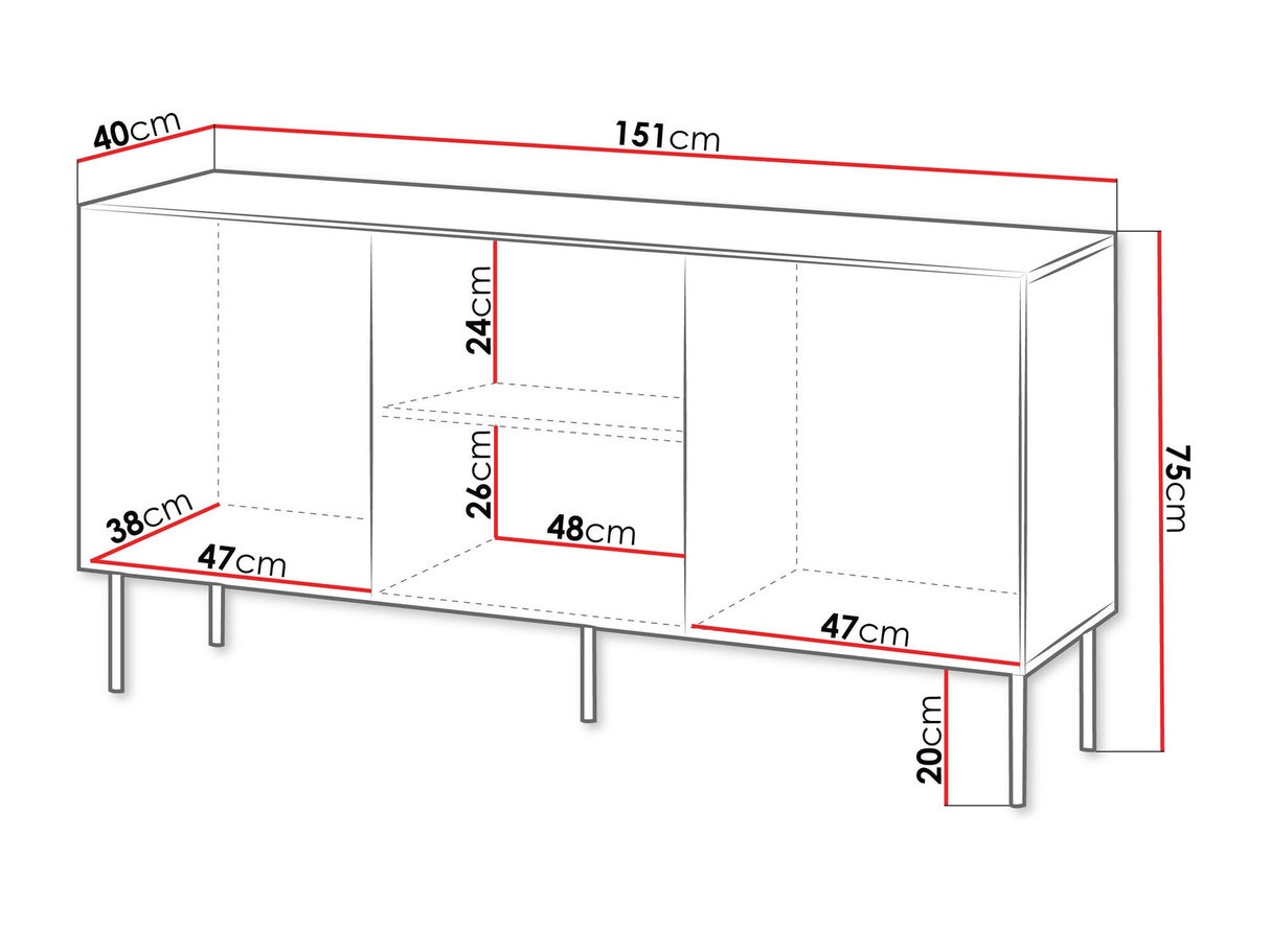 Szekrény Komoda SIENA 150 3D, Szín: Beige