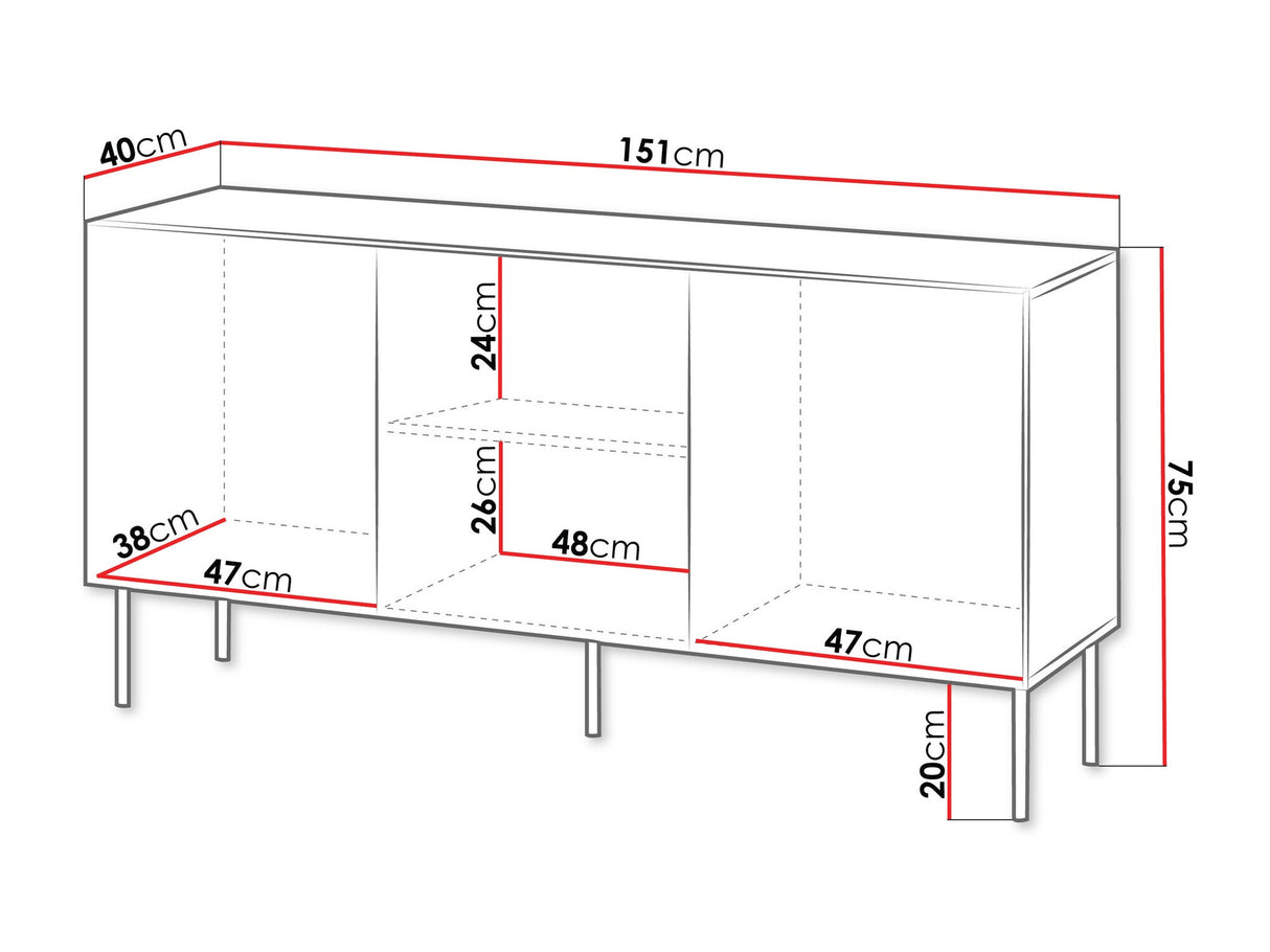 Szekrény Komoda SIENA 150 3D, Szín: Fekete