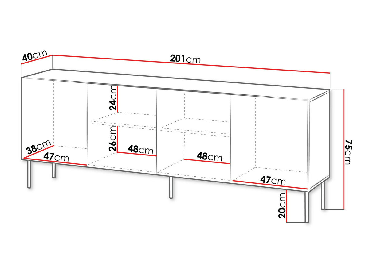 Szekrény Komoda SIENA 200 4D, Szín: Beige 3773413
