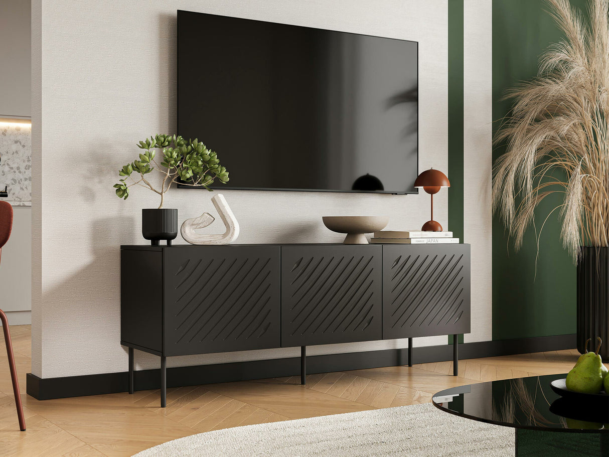 TV-állvány Szafka RTV SIENA 150 3D, Szín: Fekete