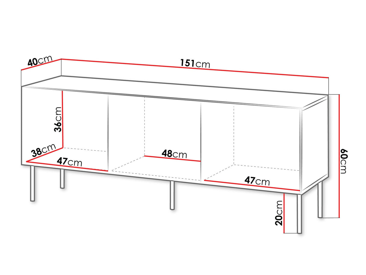 TV-állvány Szafka RTV SIENA 150 3D, Szín: Fekete