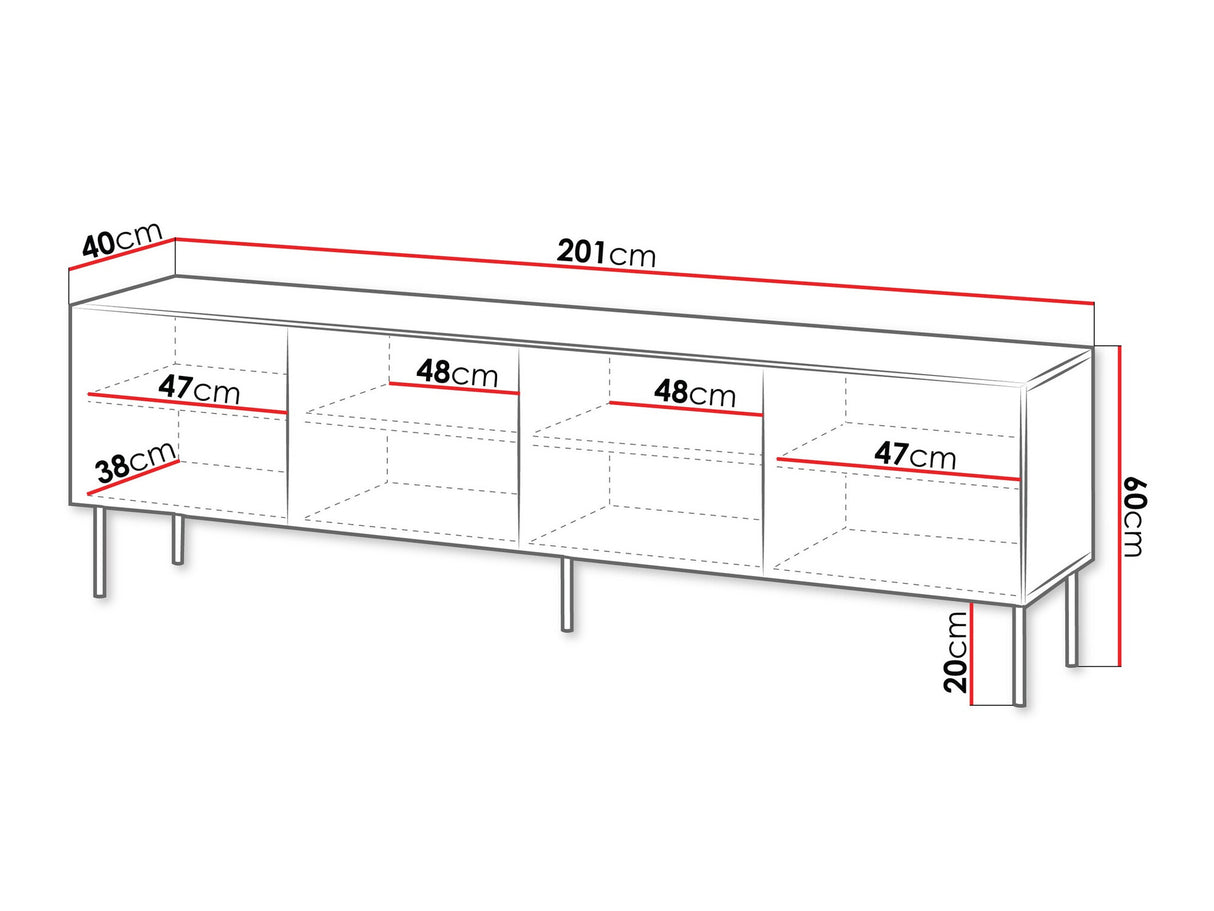TV-állvány Szafka RTV SIENA 200 4D, Szín: Beige