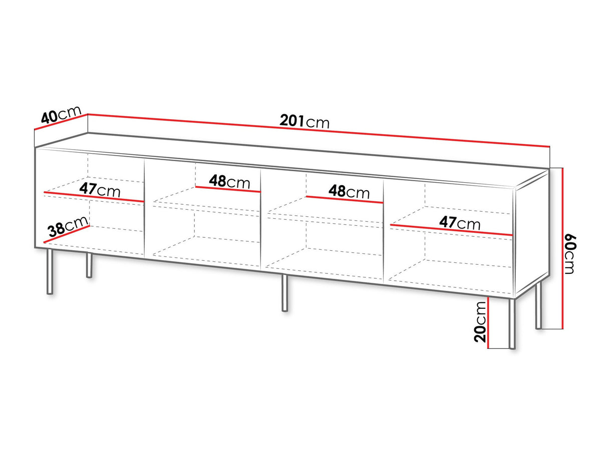 TV-állvány Szafka RTV SIENA 200 4D, Szín: Fekete