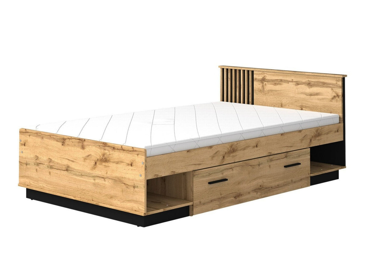 Ágy Łóżko LAMELO LA20 Dąb wotan + Czarny