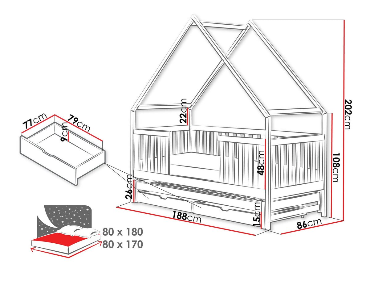 Ágy Łóżko MAGIC, Szín: Fehér, Alvó felület mérete: 80 x 180 cm