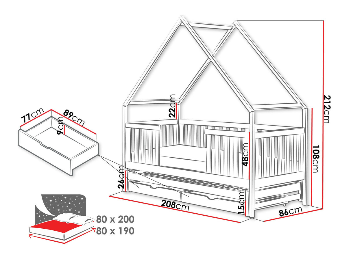 Ágy Łóżko MAGIC, Szín: Fehér, Alvó felület mérete: 80 x 200 cm