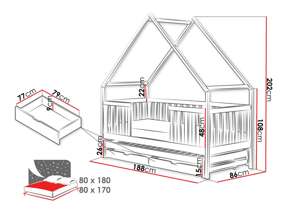Ágy Łóżko MAGIC, Szín: Szürke, Alvó felület mérete: 80 x 180 cm