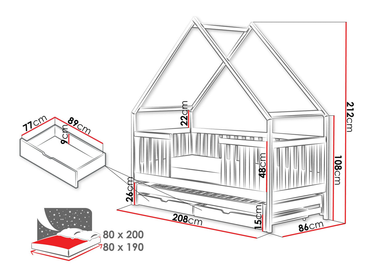 Ágy Łóżko MAGIC, Szín: Szürke, Alvó felület mérete: 80 x 200 cm