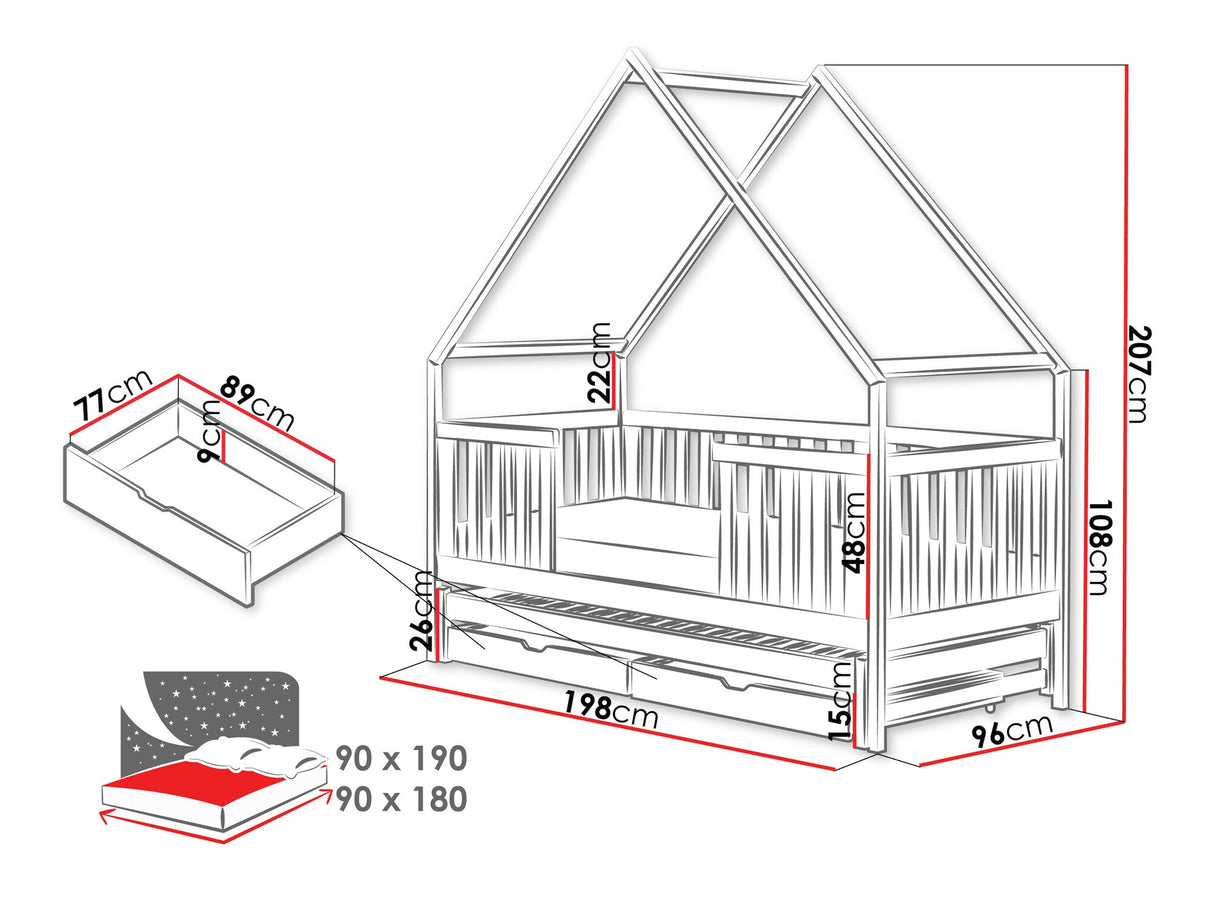 Ágy Łóżko MAGIC, Szín: Szürke, Alvó felület mérete: 90 x 190 cm