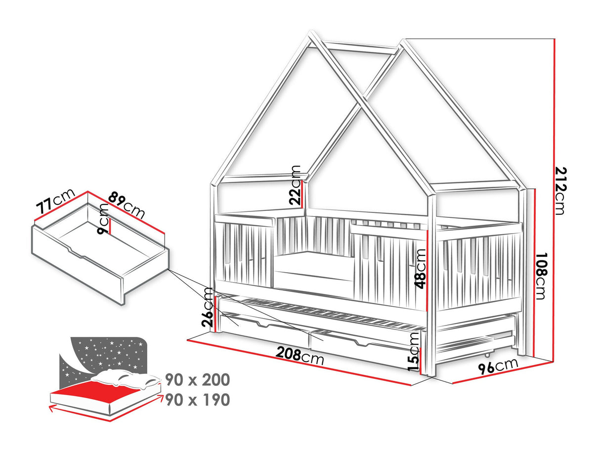 Ágy Łóżko MAGIC, Szín: Szürke, Alvó felület mérete: 90 x 200 cm