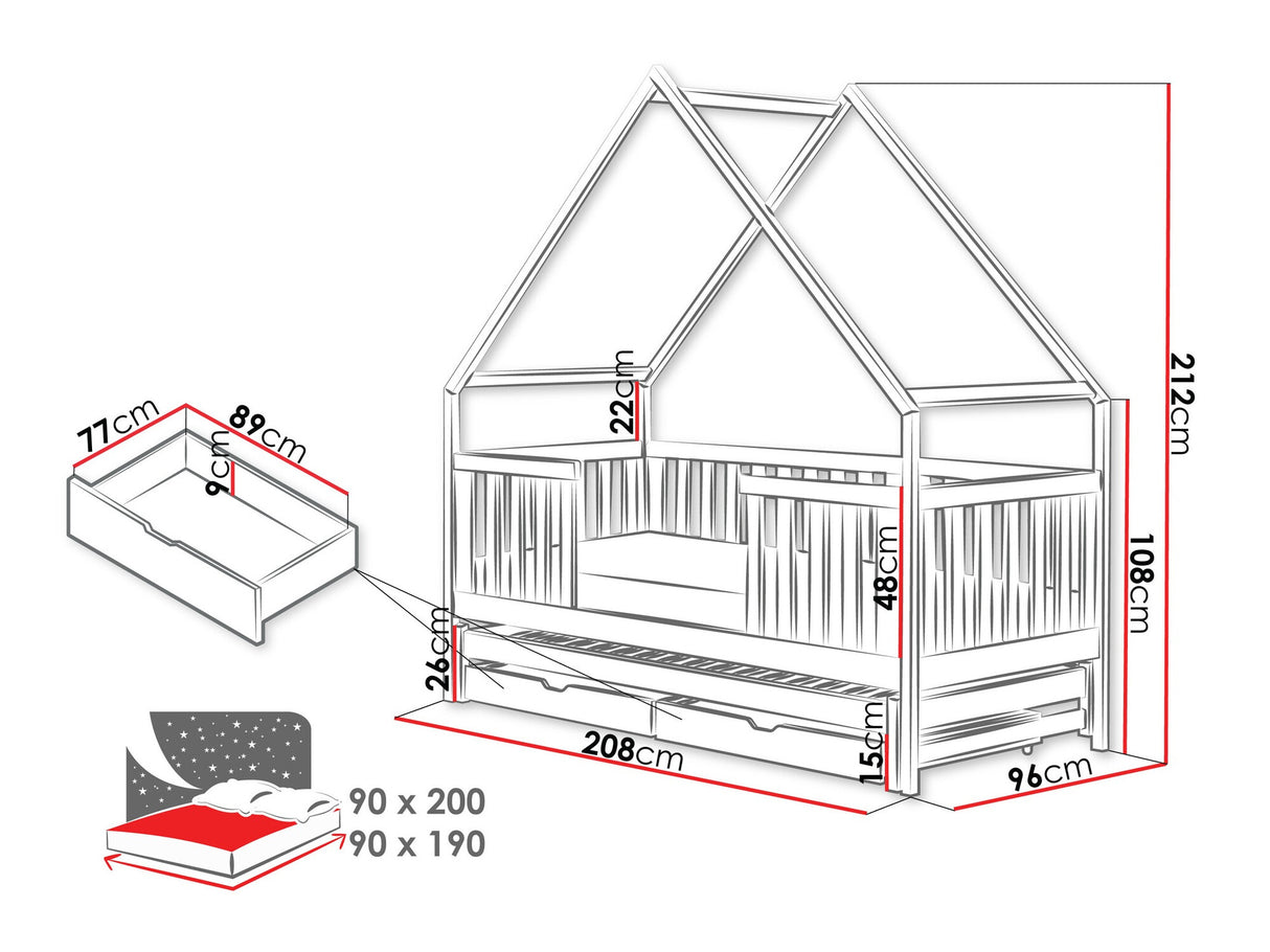 Ágy Łóżko MAGIC, Szín: Fenyő, Alvó felület mérete: 90 x 200 cm