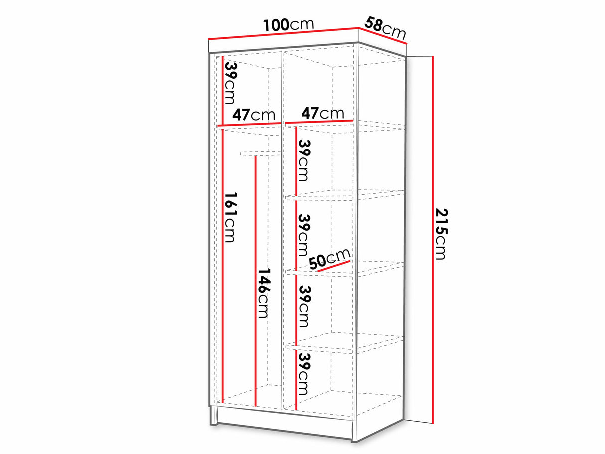 Gardróbszekrény Szafa BONO II, Szín: Fehér + Fekete