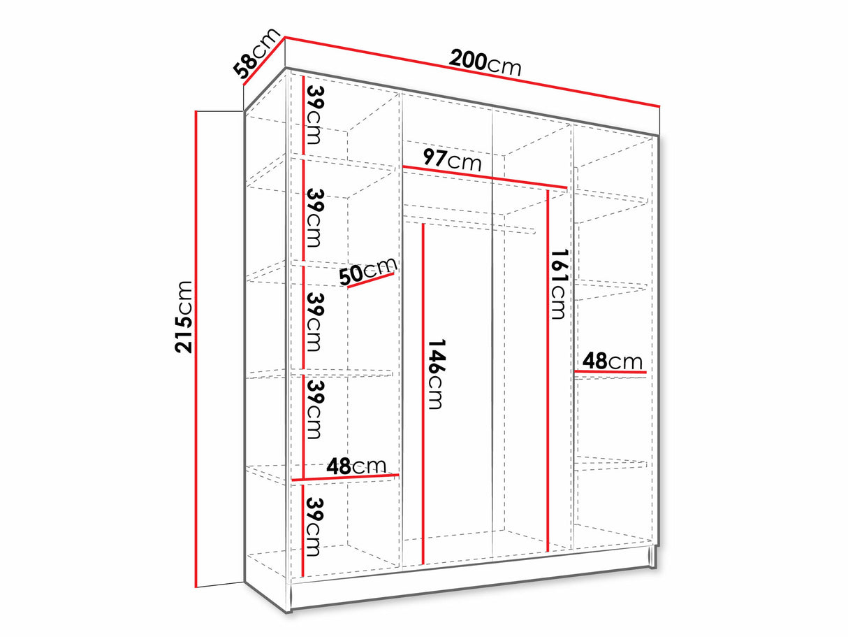 Gardróbszekrény Szafa SANTI II, Szín: Fekete