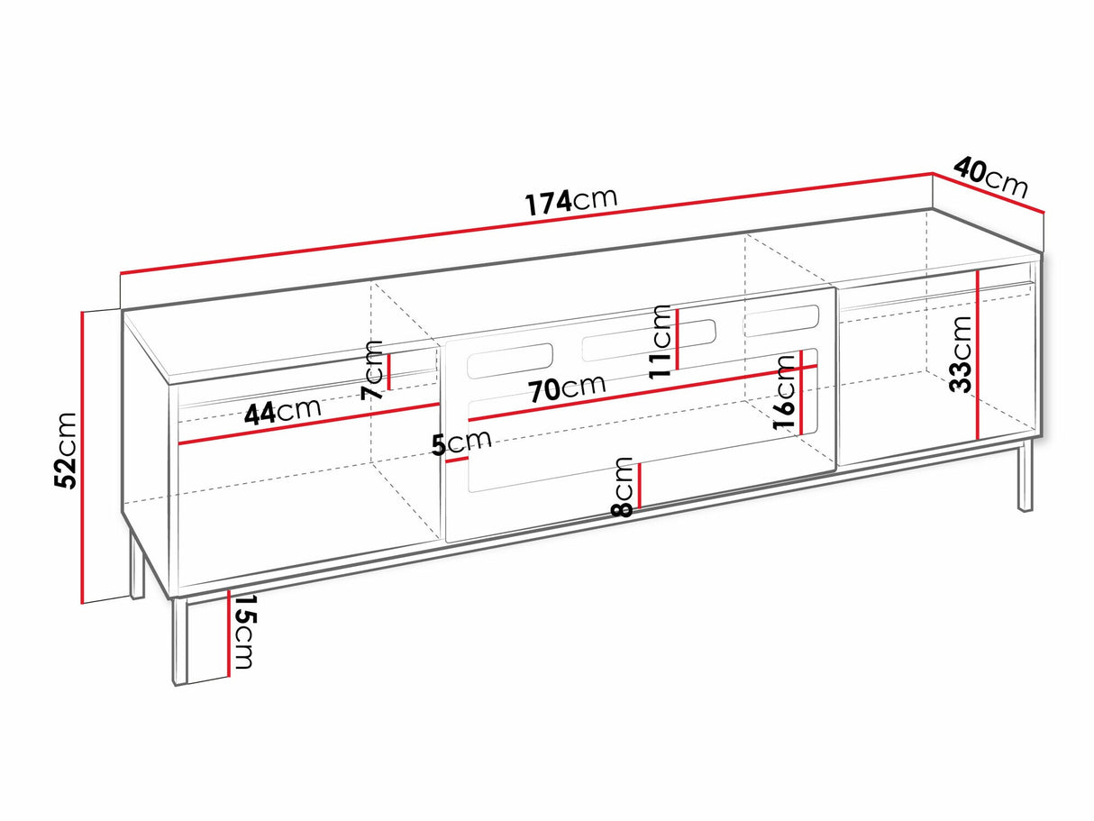 TV-állvány Szafka RTV 2K EF OZMI + kominek Czarny, Szín: Fekete
