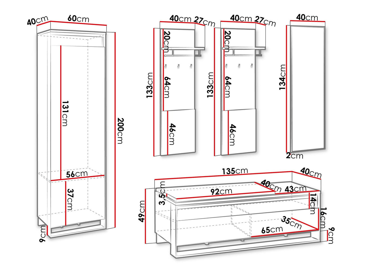 Előszoba garnitúra Garderoba QUANT VIII Dąb artisan/Czarny + Velo 637
