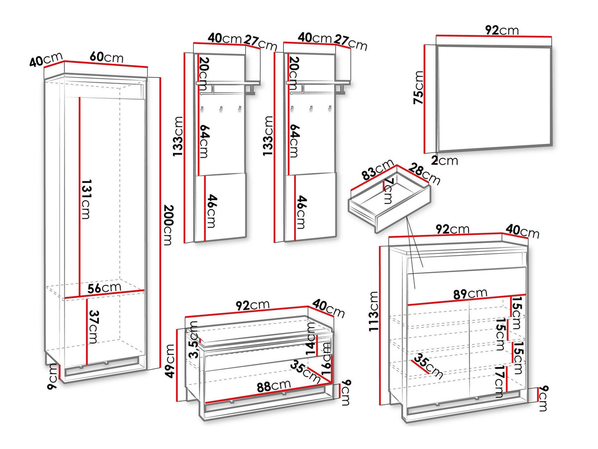 Előszoba garnitúra Garderoba QUANT VII Dąb artisan/Czarny + Velo 637
