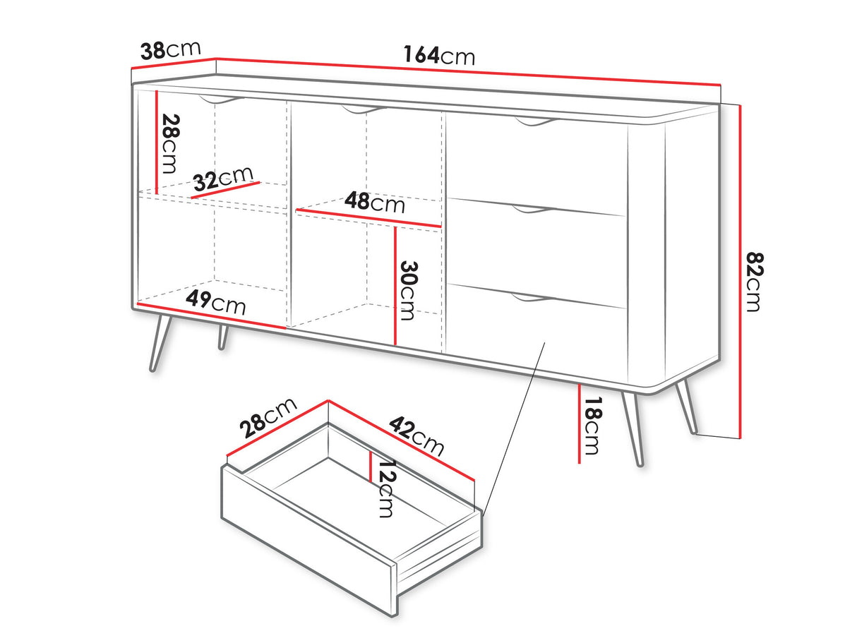Komód Komoda 2D3S LANTE, Szín: Grafit
