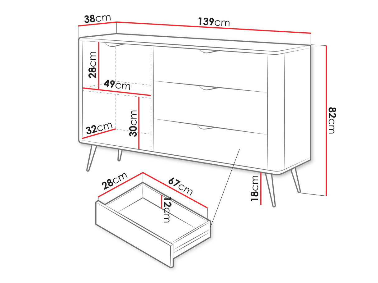Komód Komoda 1D3S LANTE, Szín: Beige