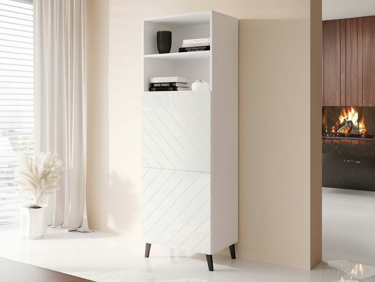 Könyvespolc ABETO 60 (Zitok), Szín: Fehér + Fényes fehér