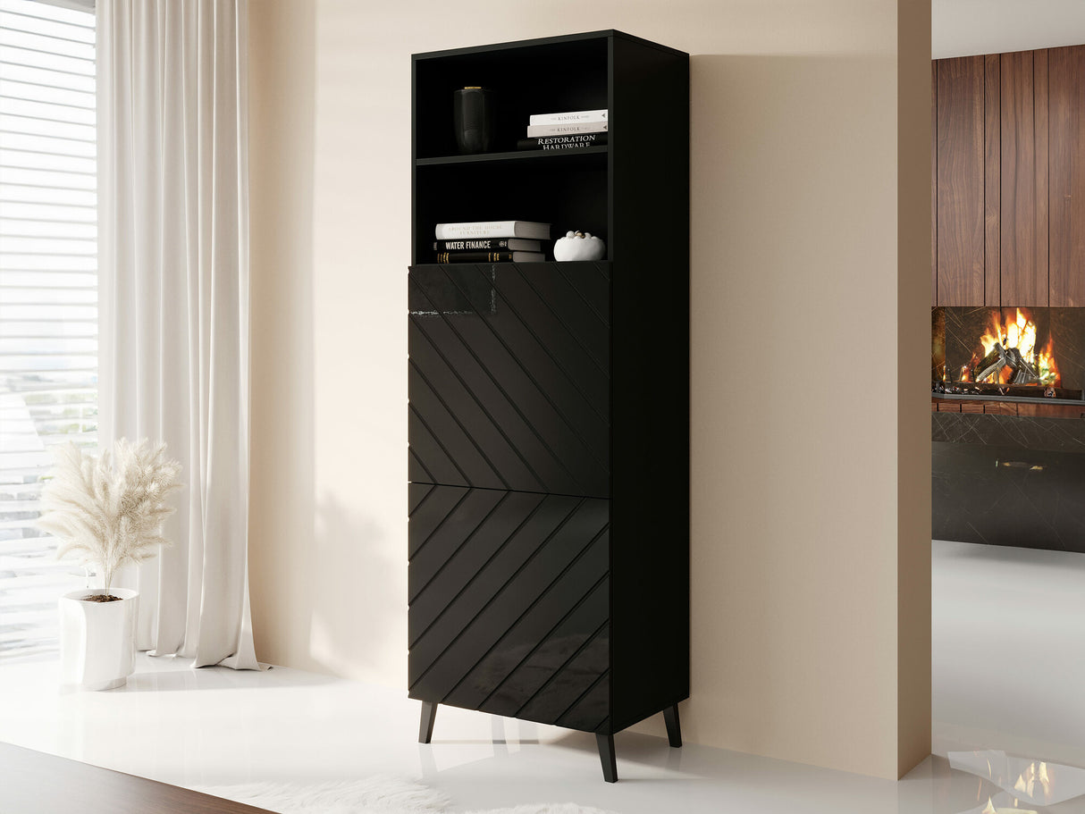 Könyvespolc ABETO 60 (Zitok), Szín: Fekete + Fényes fekete