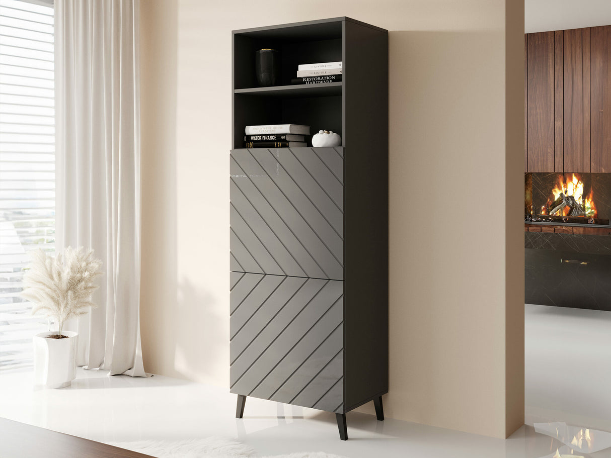 Könyvespolc ABETO 60 (Zitok), Szín: Grafit + Fényes grafit