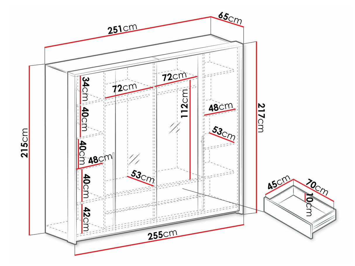Gardróbszekrény Brema 255 (Posero ), Szín: Fehér