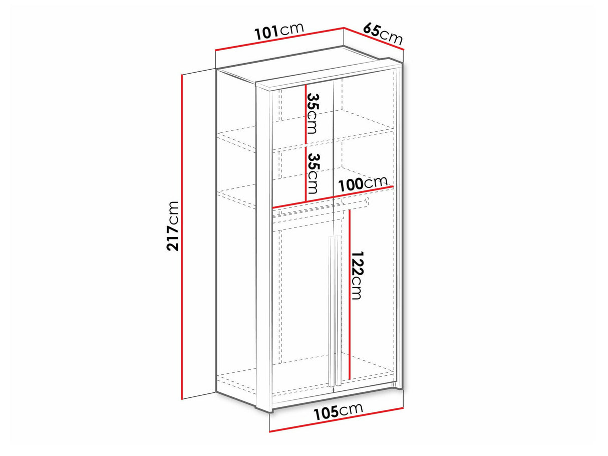 Gardróbszekrény Szafa GENUA 105, Szín: Fehér