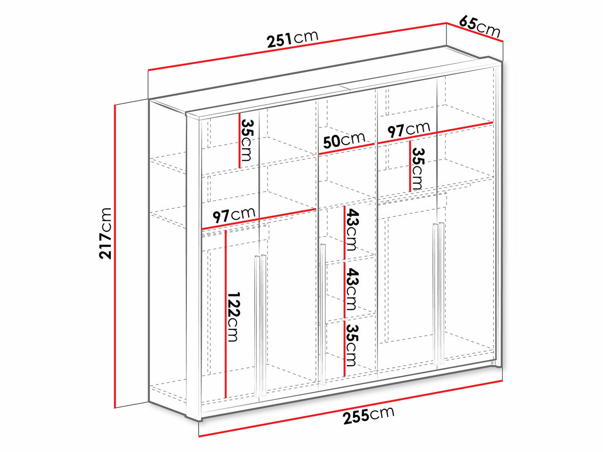 Gardróbszekrény Szafa GENUA 255, Szín: Fehér