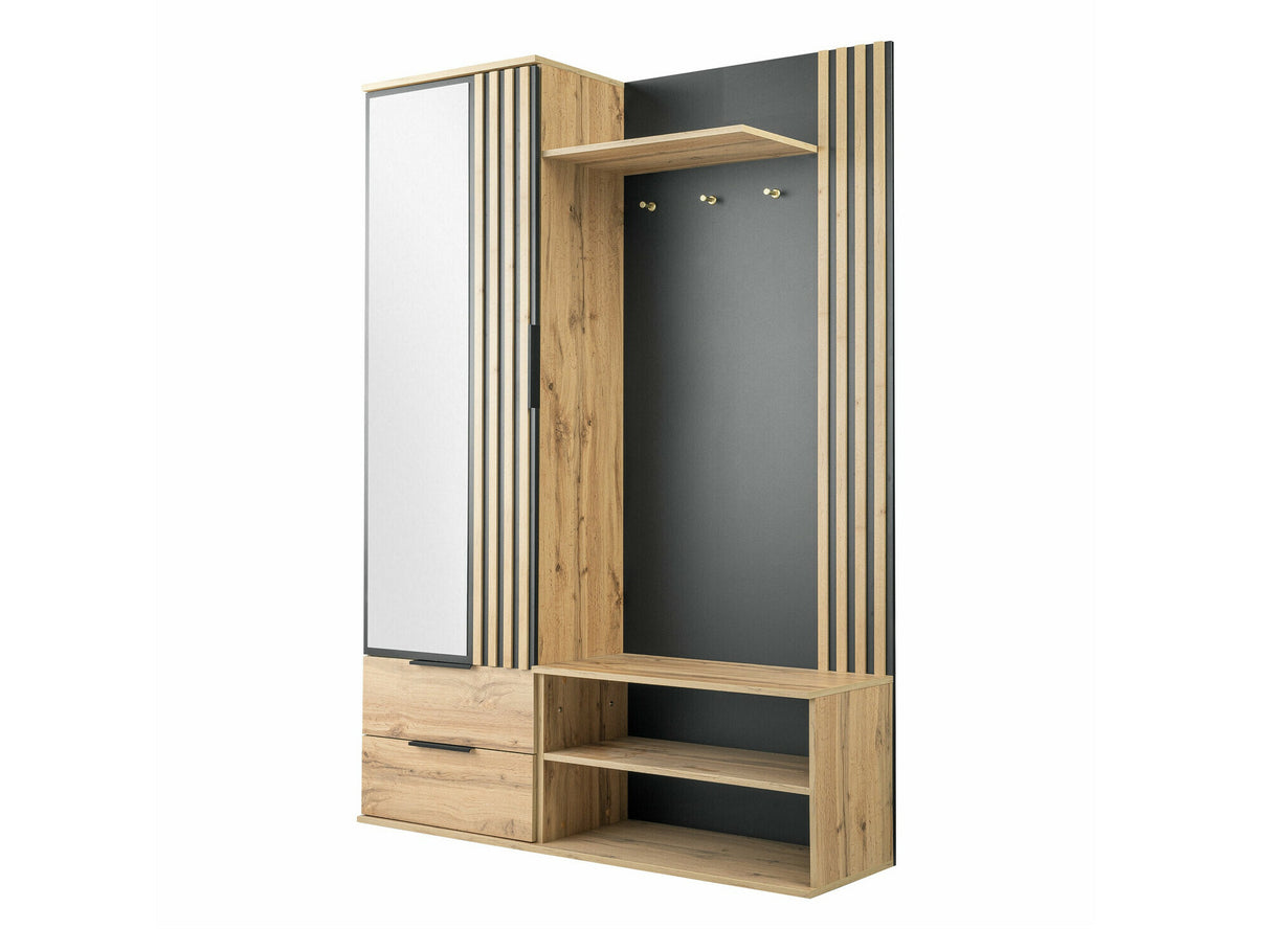 Előszoba garnitúra Garderoba LUGO Dąb wotan/czarny/lustro