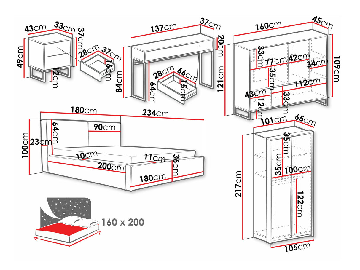 Hálószoba garnitúra Meble GENUA II, Szín: Beige