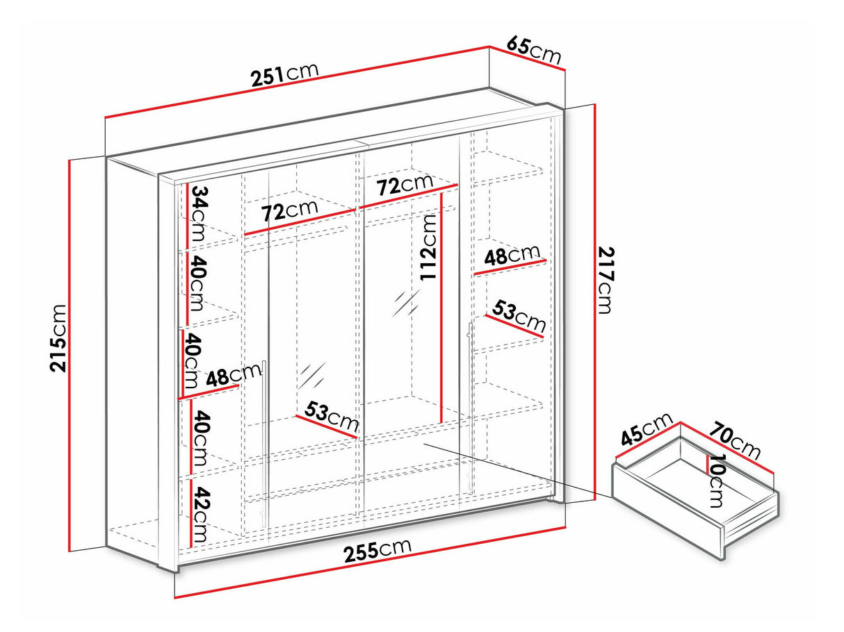 Gardróbszekrény Szafa SAWANNA 255 Beż Piaskowy/Lustro