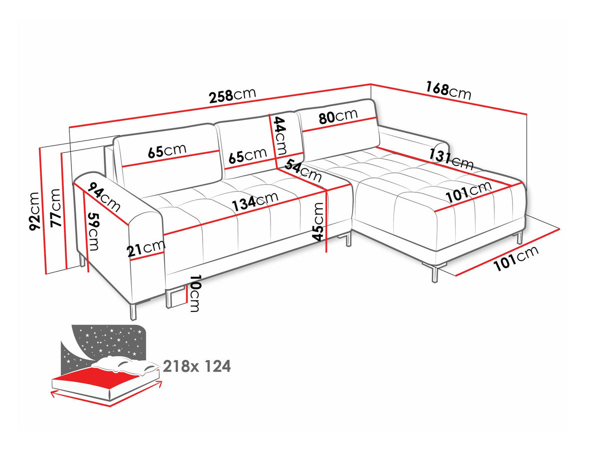 Sarokkanapé Narożnik ARIS L, Szín: Velo 621, Változatok: Jobbos