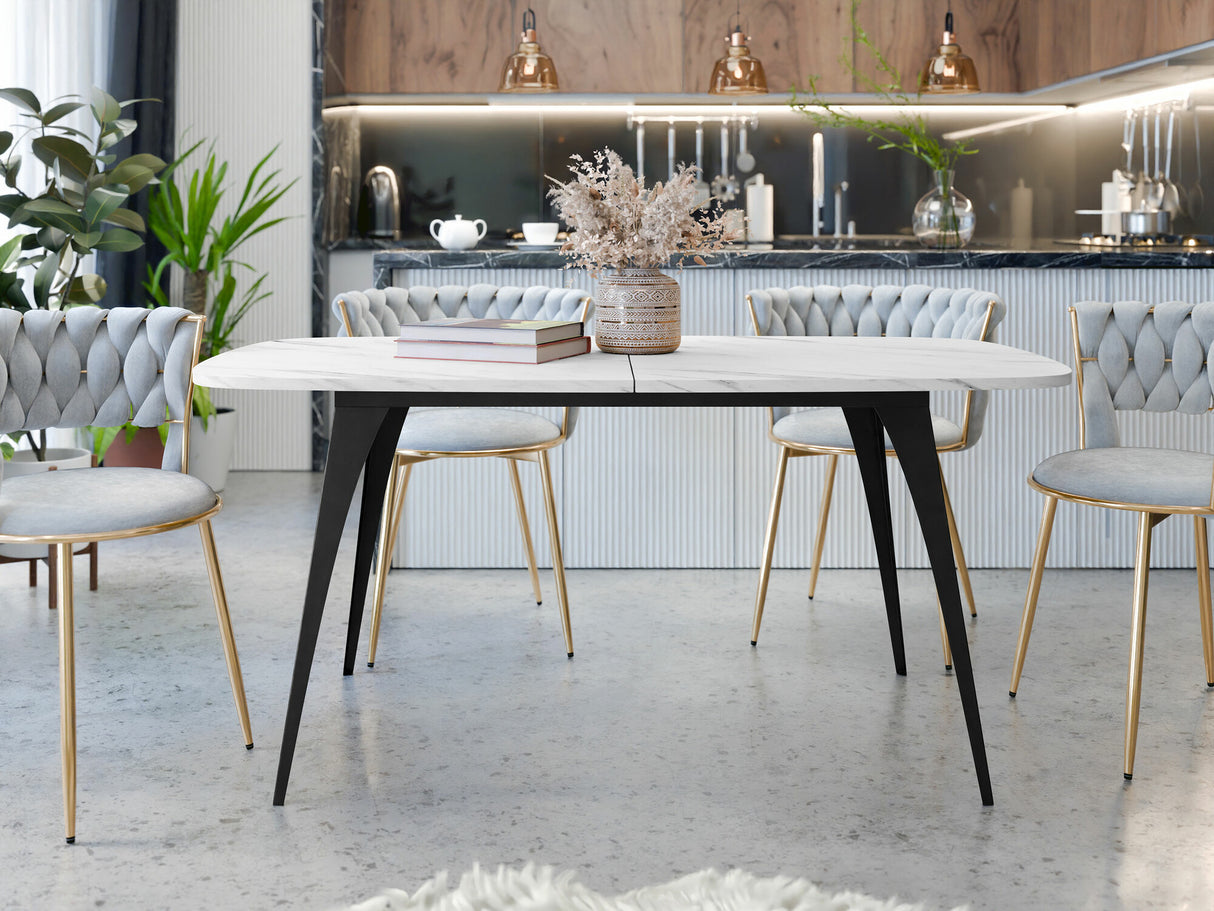 Asztal Stół AURA 160 (Fehér márvány)