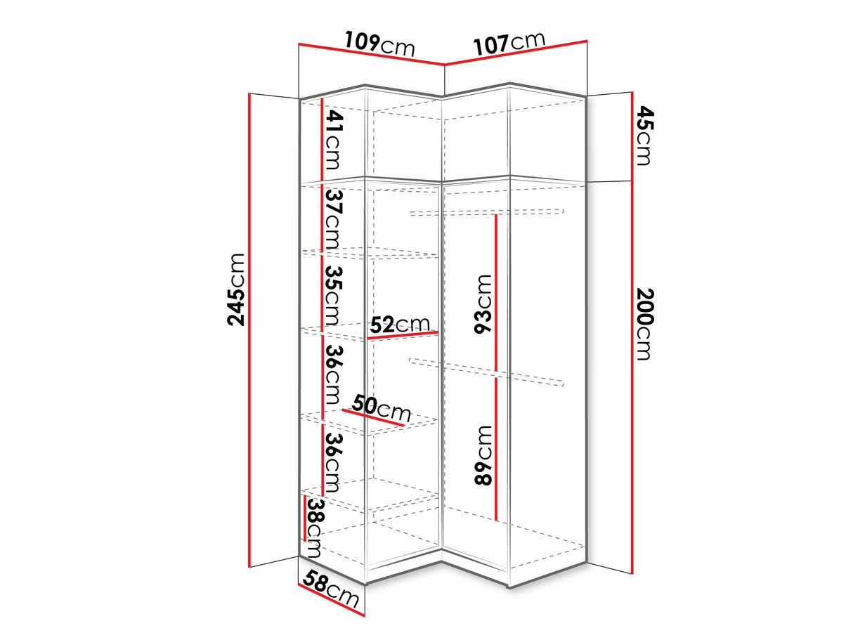 Sarokszekrény Szafa BALI NAROŻNA + nadstawka Biały