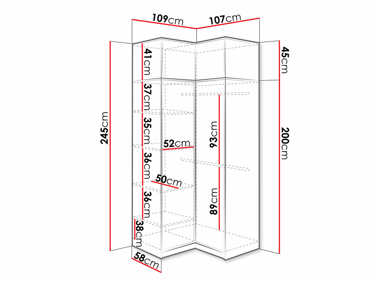 Sarokszekrény Szafa LATI NAROŻNA + nadstawka Czarny/Dąb Viking