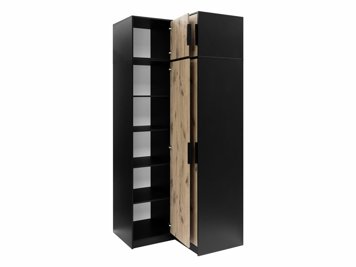 Sarokszekrény Szafa LATI NAROŻNA + nadstawka Czarny/Dąb Viking