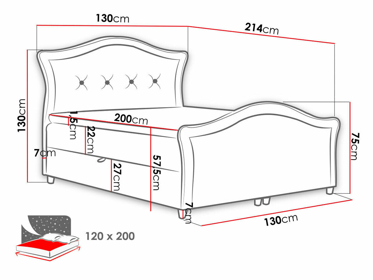 Kontinentális ágy BEDRAN LUX (Masala Lux), Szín: Magic Velvet 2219, Alvó felület mérete: 120 x 200 cm