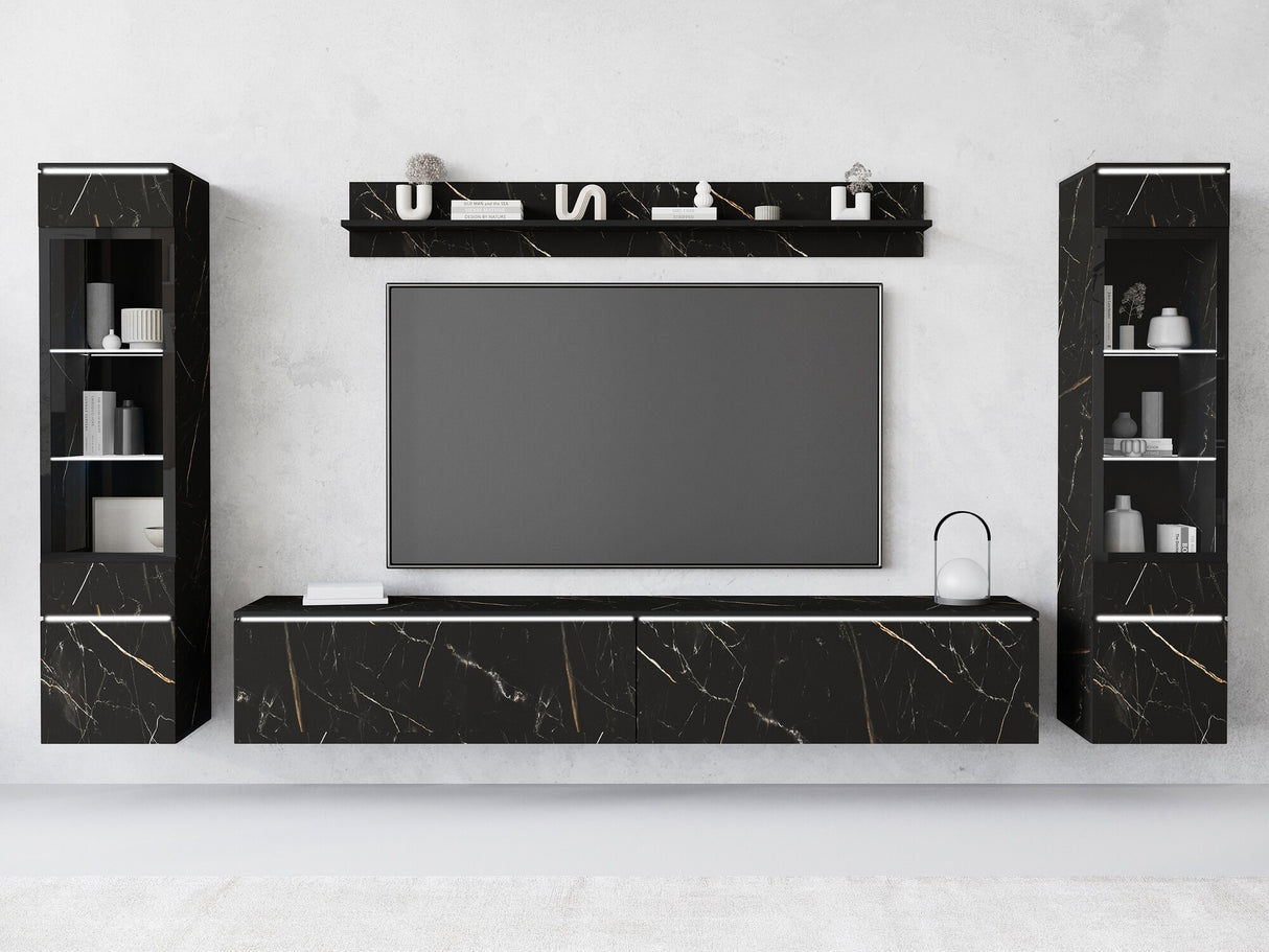 Nappali szett Vera II (Sawoti II), Szín: Fekete márvány, Led világítás: Igen