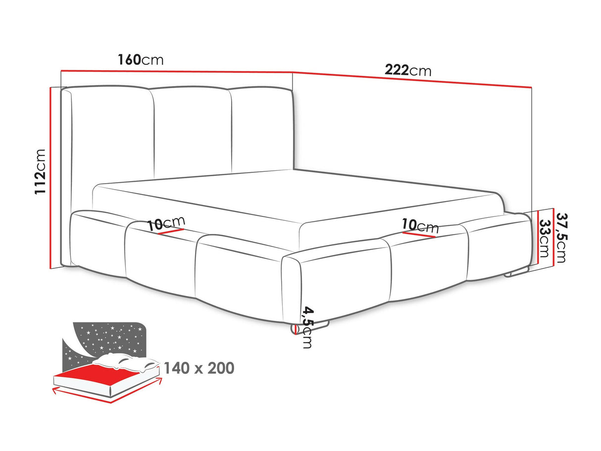 Ágy Łóżko tapicerowane OLWERIA, Szín: Kronos 07, Alvó felület mérete: 140 x 200 cm
