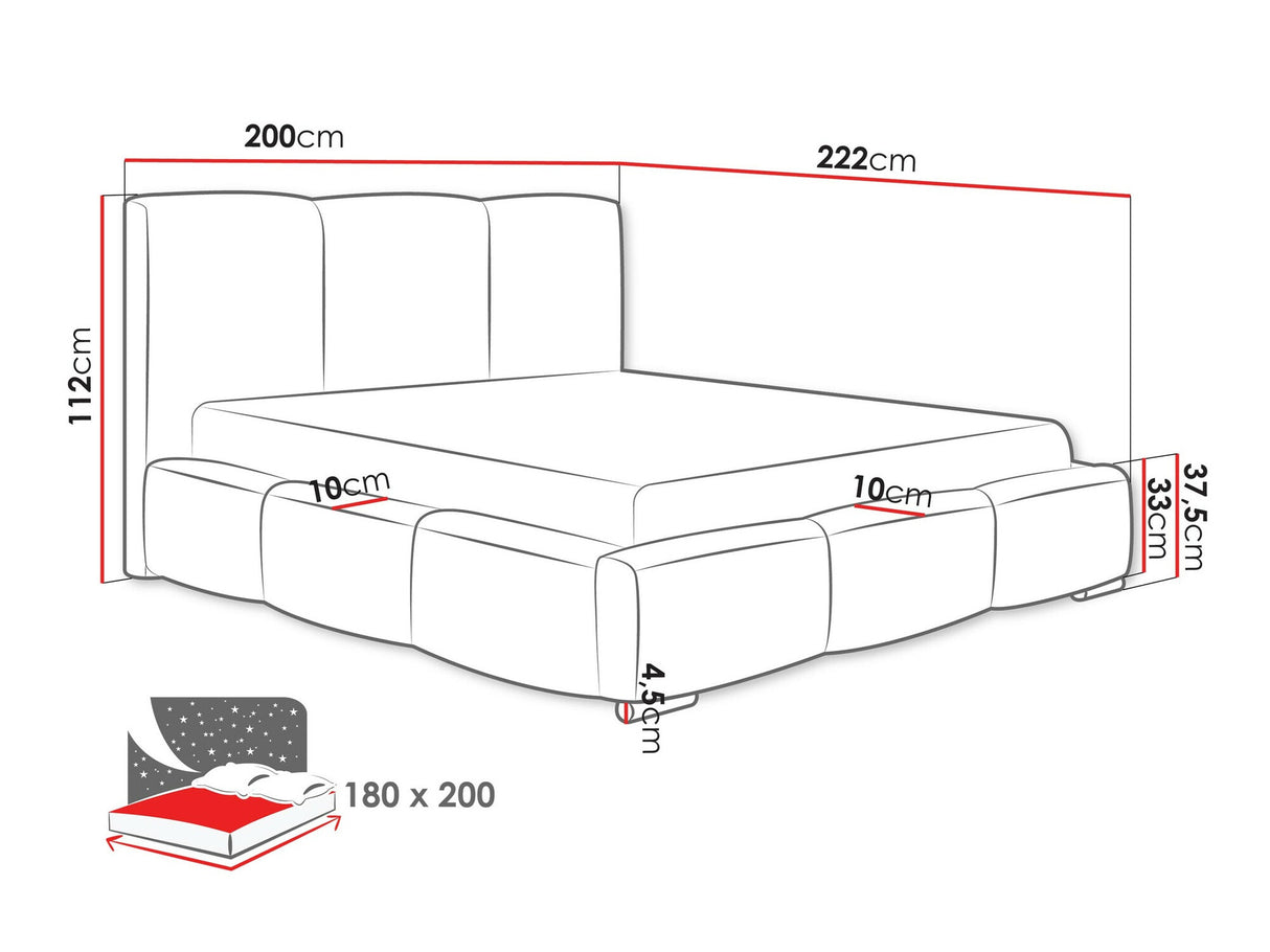 Ágy Łóżko tapicerowane OLWERIA, Szín: Kronos 19, Alvó felület mérete: 180 x 200 cm