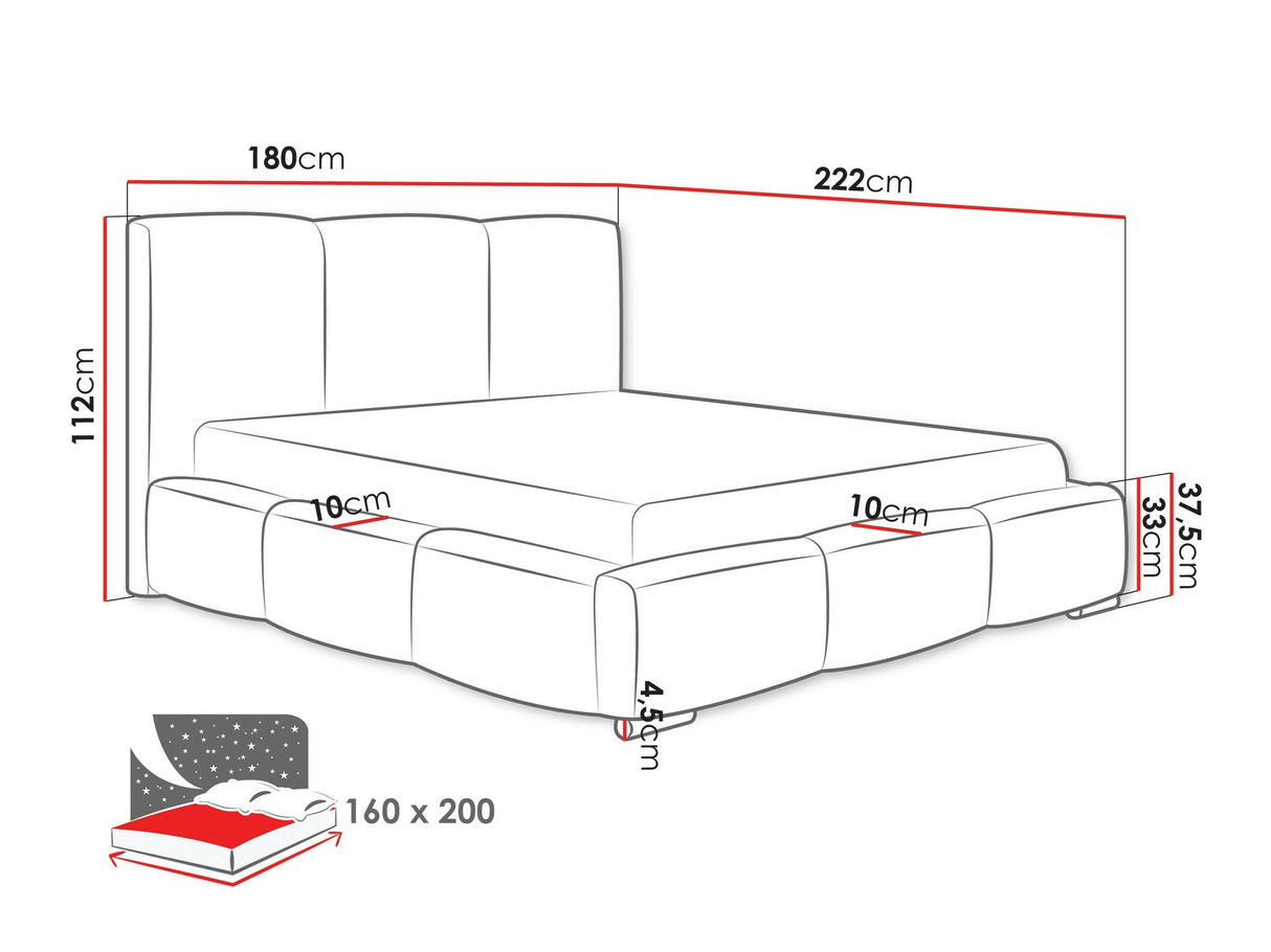 Ágy Łóżko tapicerowane OLWERIA, Szín: Kronos 19, Alvó felület mérete: 160 x 200 cm