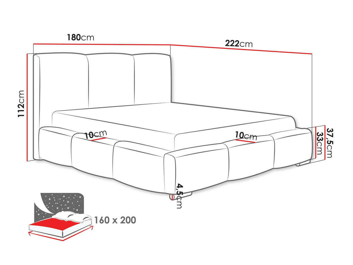 Ágy Łóżko tapicerowane OLWERIA, Szín: Kronos 07, Alvó felület mérete: 160 x 200 cm